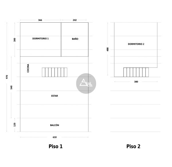 Plano primer y segundo piso Casa Alpina