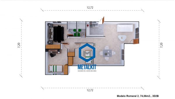 metalkit 74m2 3d plano