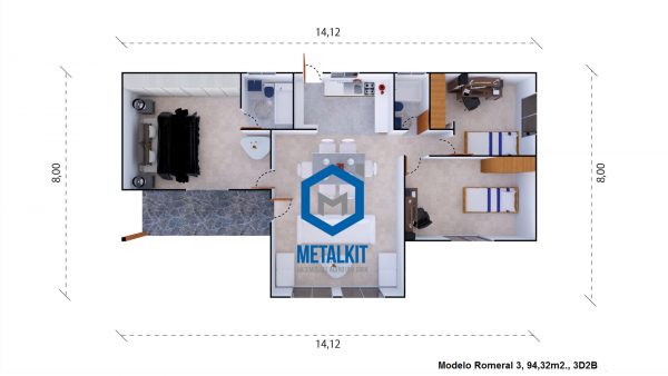 metalkit 94m2 plano 3D