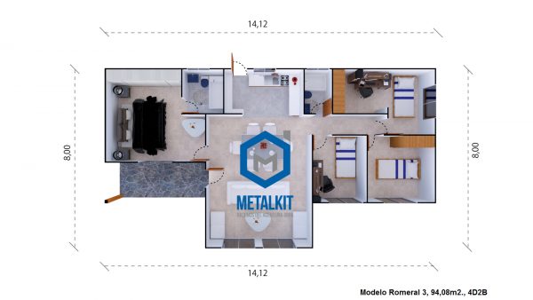 metalkit 94m2 plano 4D