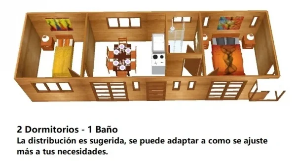 Plano Casa Prefabricada Mantanzas 30 m² de Casas Val