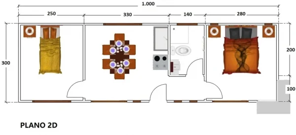 Plano Casa Prefabricada Mantanzas 30 m² de Casas Val